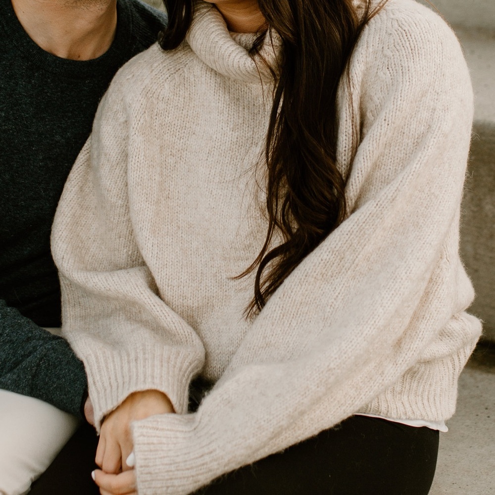 Carly Jean Los Angeles Cream Cowlneck Sweater